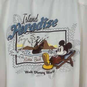 Walt Disney World MICKEY MOUSE Island Paradise Embroidered Shirt Large Postcard